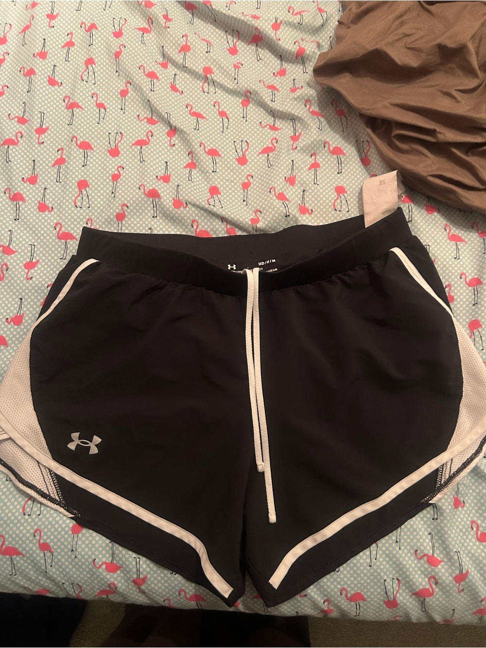 Under Armour Black Athletic Shorts with White Trim